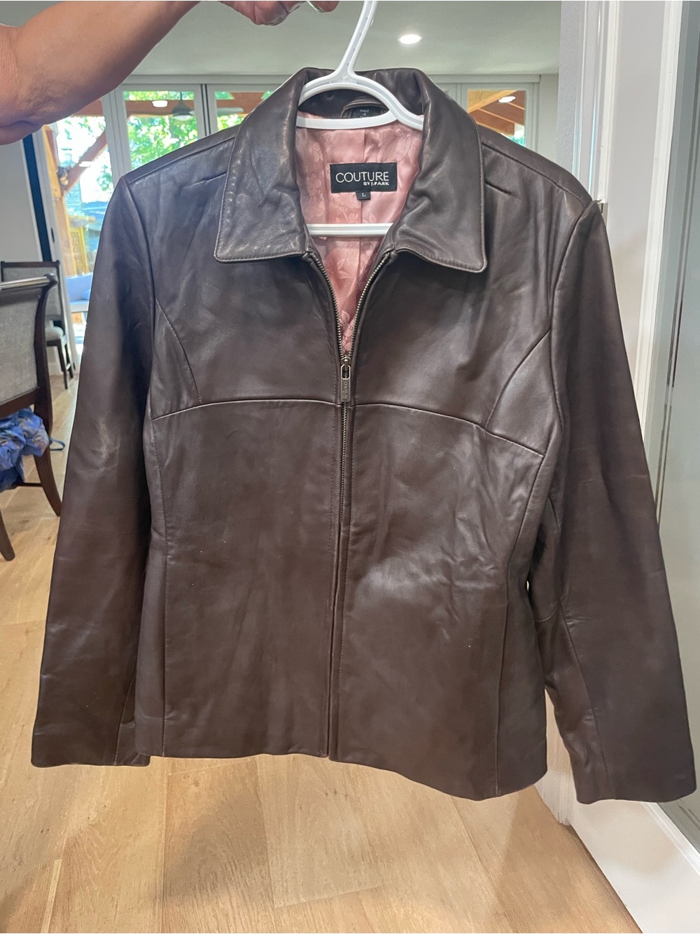 Liz Claiborne Dark Brown Leather Zip-Front Jacket